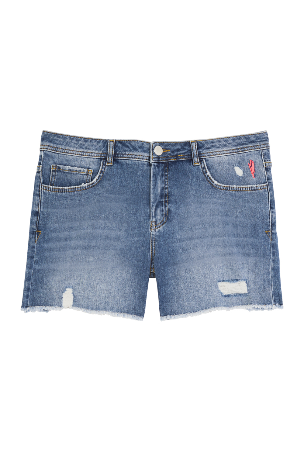 Distressed denim short shorts top