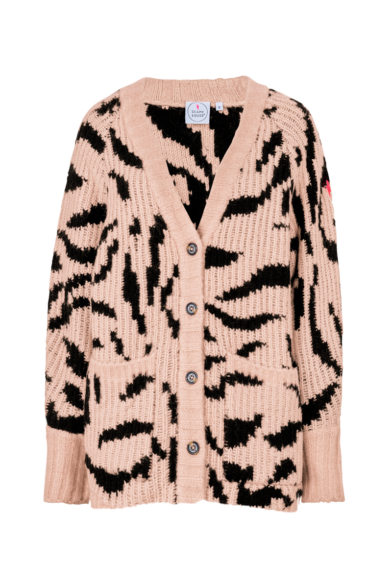 Pale Peach with Black Zebra Chunky Rib Cardigan – Scamp & Dude