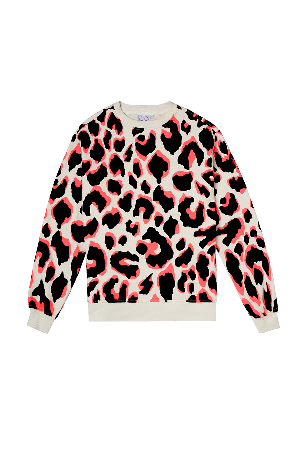 Ivory with Neon Coral and Black Mega Shadow Leopard Oversized Sweatshirt Scamp Dude
