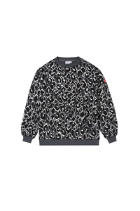 Grey with Black and Silver Foil Leopard Oversized Sweatshirt