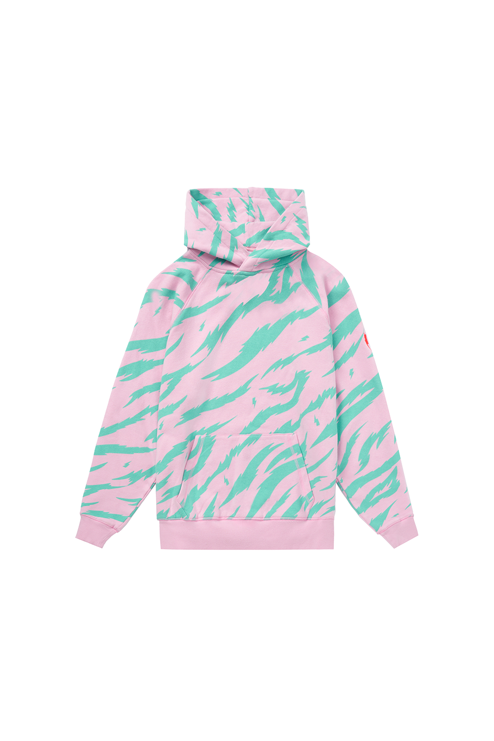 Pink with Green Tiger Print Relaxed Hoodie Scamp Dude