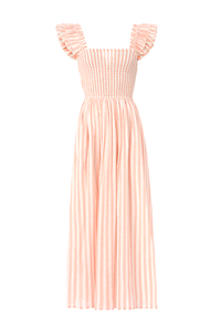Coral with White Stripe Maxi Sundress