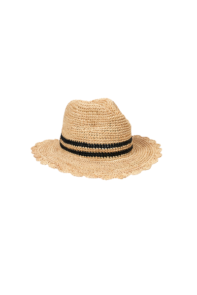Scamp and Dude Natural with Black Stripe Straw Hat | Product image of Natural with Black Stripe Straw Hat on white background