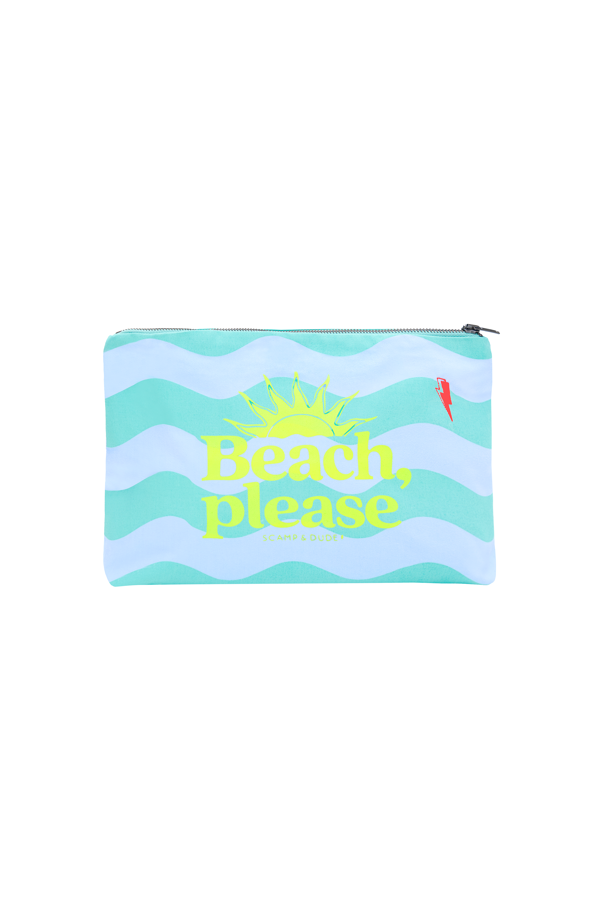 Scamp and Dude Blue with Green Beach Please Large Swag Bag | Product image of Blue with Green Beach Please Large Swag Bag on white background