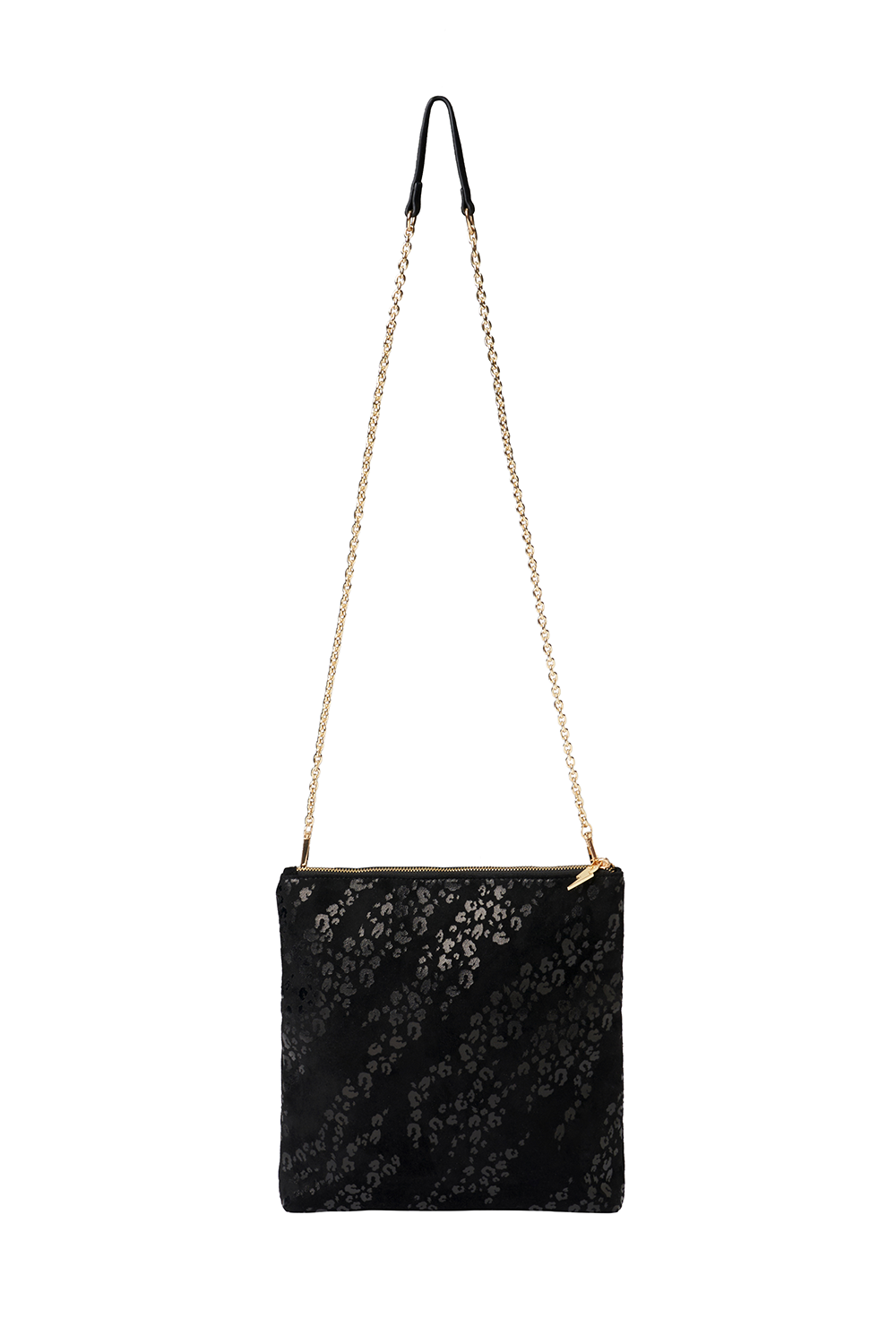 Black Leopard Faux Suede Cross Body Bag Scamp Dude