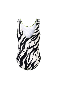 Kids Ivory with Black Shadow Tiger Swimsuit