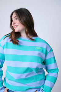 Lilac with Bright Green Stripe Oversized Sweatshirt
