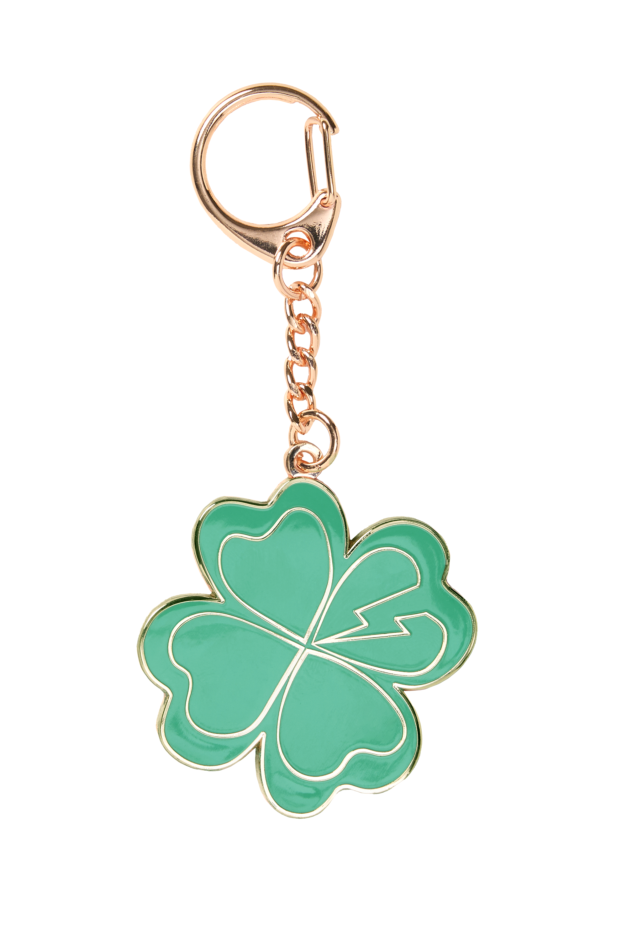 Scamp and Dude Green Clover Metal Keyring | Product image of Green Clover Metal Keyring on white background