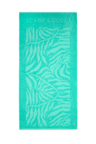 Scamp and Dude Green Palm Print Beach Towel | Product image of Green Palm Print Beach Towel on white background
