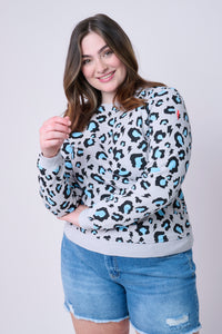 Grey with Blue Snow Leopard Sweatshirt