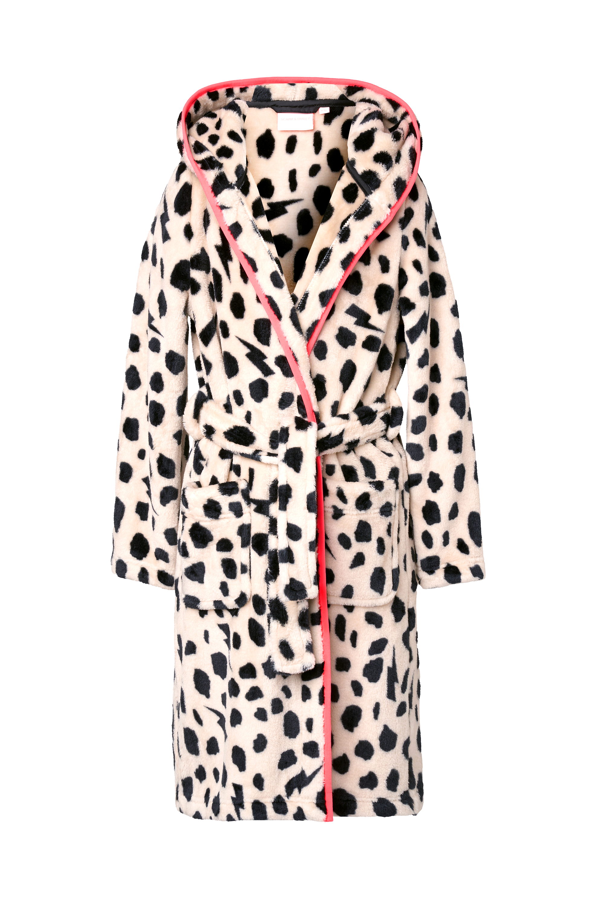 Scamp and Dude Kids Cream with Black Cheetah Dressing Gown | Product image of Kids Cream with Black Cheetah Dressing Gown on white background