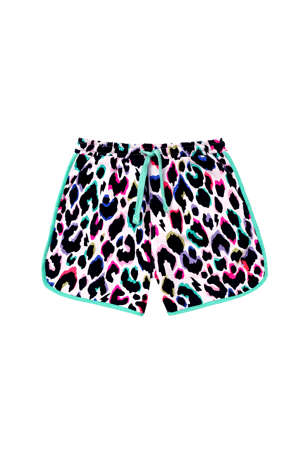 Scamp and Dude Kids Ivory with Rainbow Shadow Leopard Shorts | Product image of Kids Ivory with Rainbow Shadow Leopard Shorts on white background