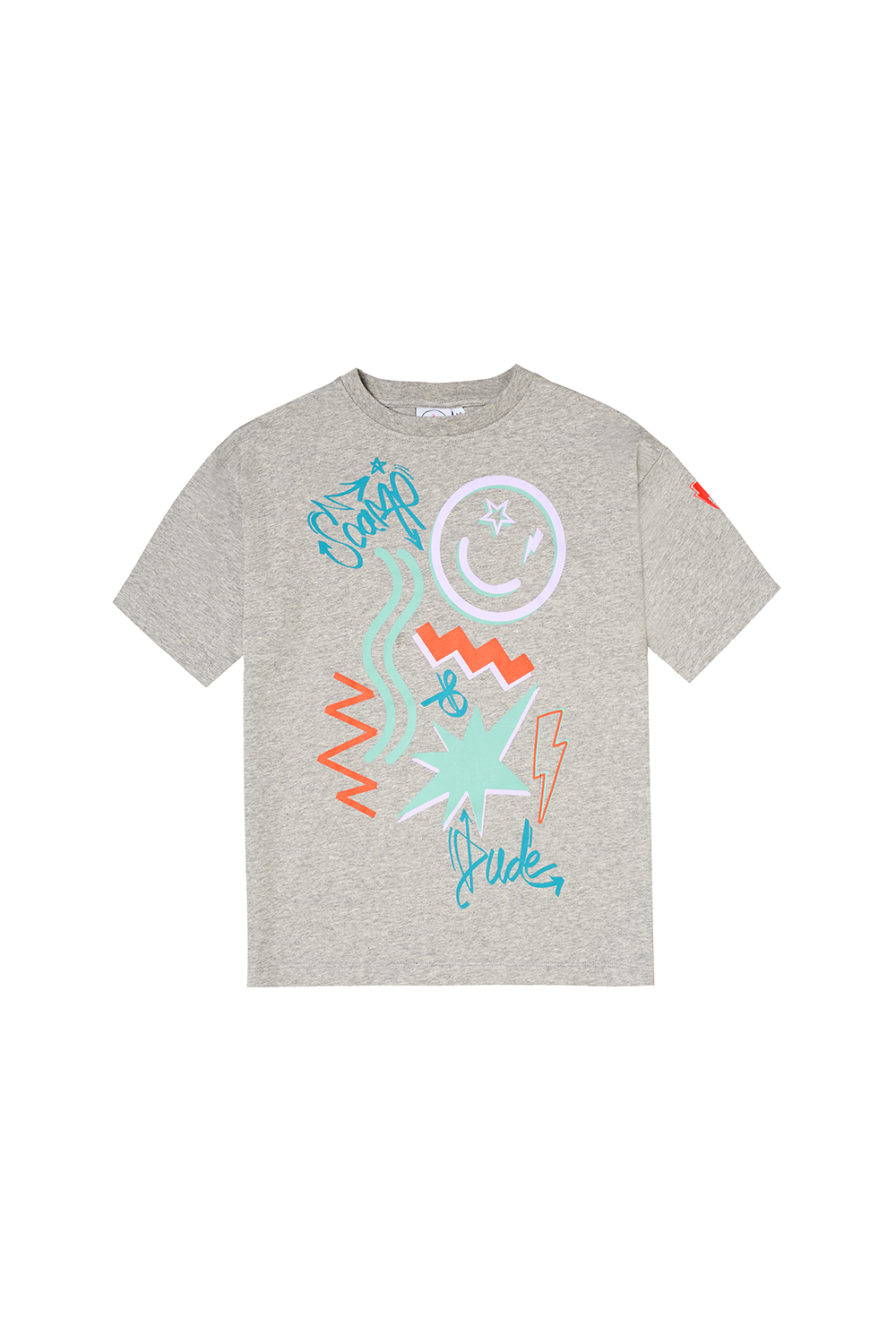 Kids Grey Marl Graffiti Print T-Shirt Scamp & Dude