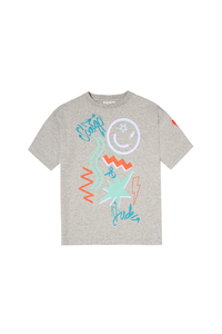 Kids Grey Marl Graffiti Print T-Shirt