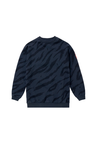 Scamp and Dude Kids Navy with Black Graphic Tiger Oversized Sweatshirt | Product image of Kids Navy with Black Graphic Tiger Oversized Sweatshirt on white background