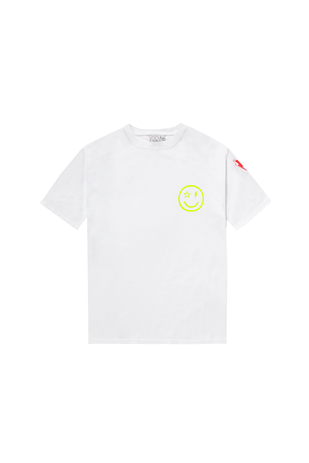 Scamp and Dude Kids White with Neon Yellow Smile Back Slogan T-Shirt | Product image of Kids White with Neon Yellow Smile Back Slogan T-Shirt on white background