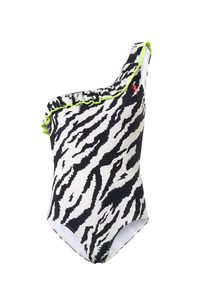 Ivory with Black Shadow Tiger Swimsuit