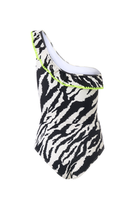 Ivory with Black Shadow Tiger Swimsuit