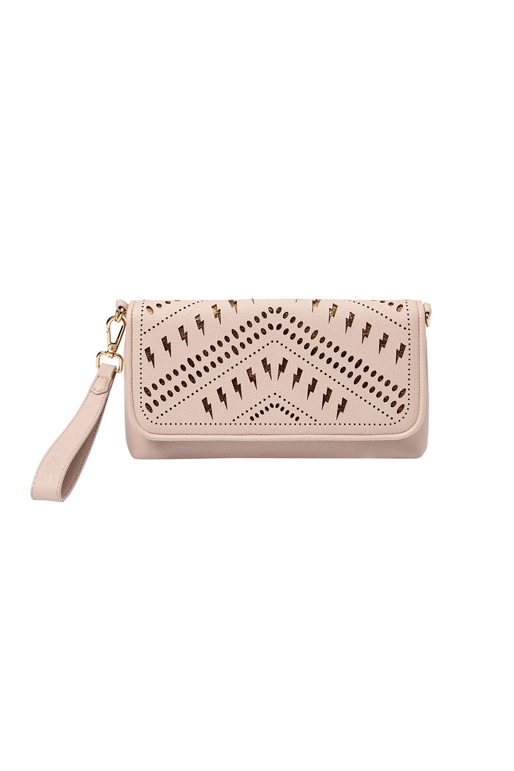 Taupe with Gold Lightning Bolt Laser Cut Clutch Bag Scamp Dude