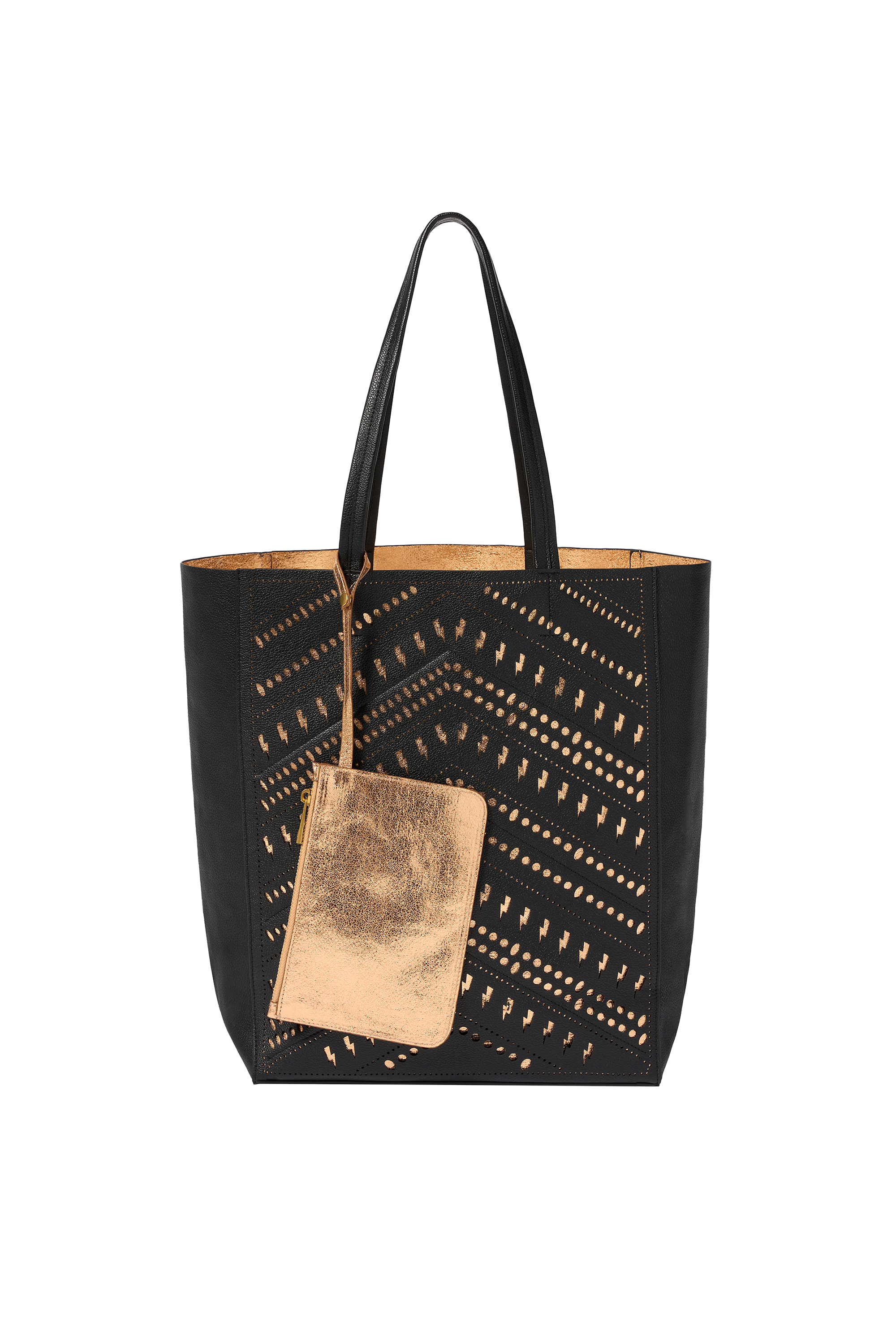 Black with Gold Lightning Bolt Laser Cut Tote Bag Scamp Dude