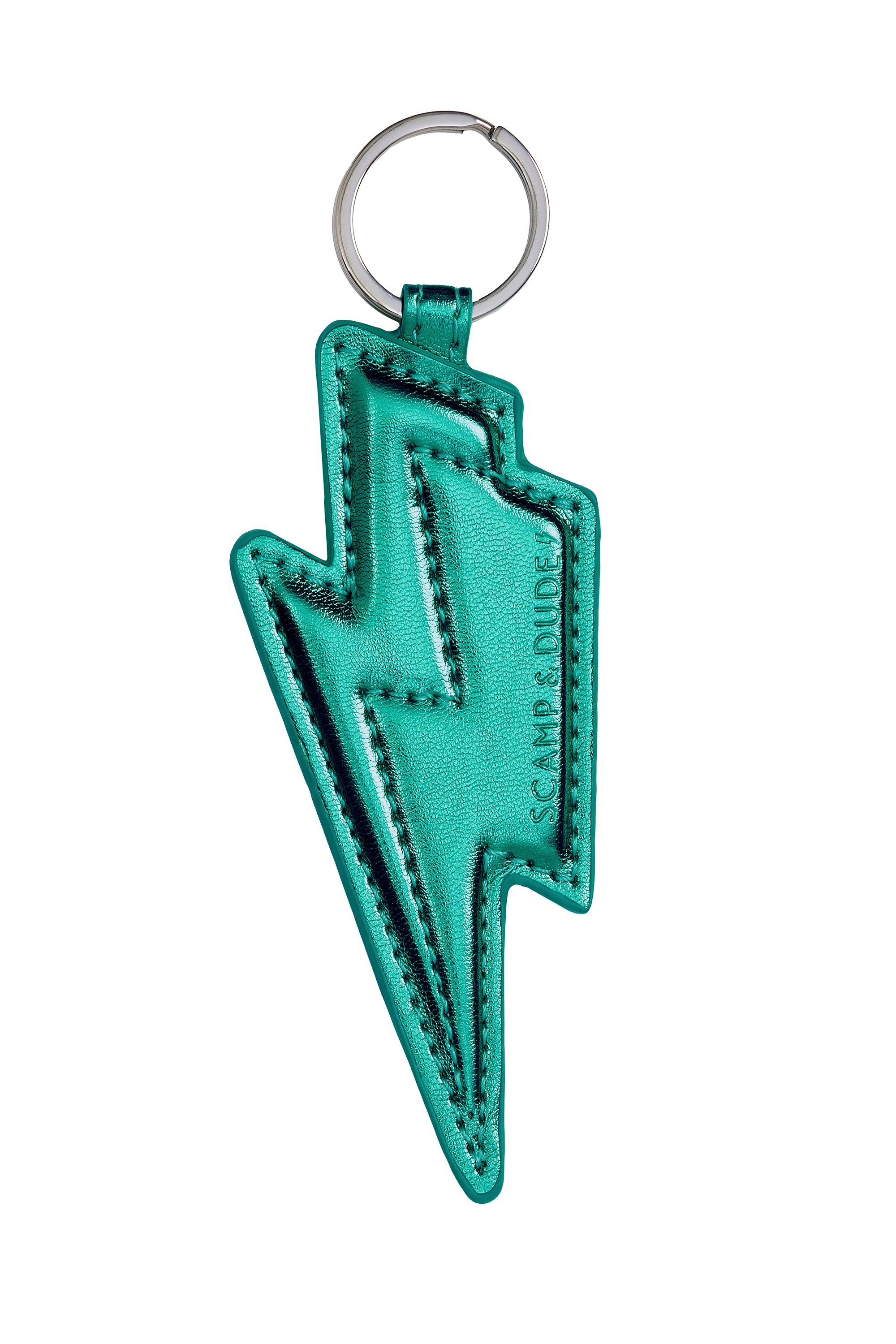 Scamp and Dude Metallic Green Lightning Bolt Keyring | Product image of Metallic Green Lightning Bolt Keyring on white background