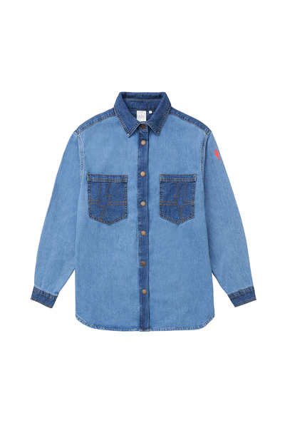Mixed Wash Indigo Oversized Denim Shirt Scamp & Dude