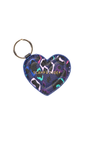 Scamp and Dude Navy with Pink Snow Leopard Heart Keyring | Product image of Navy with Pink Snow Leopard Heart Keyring on white background
