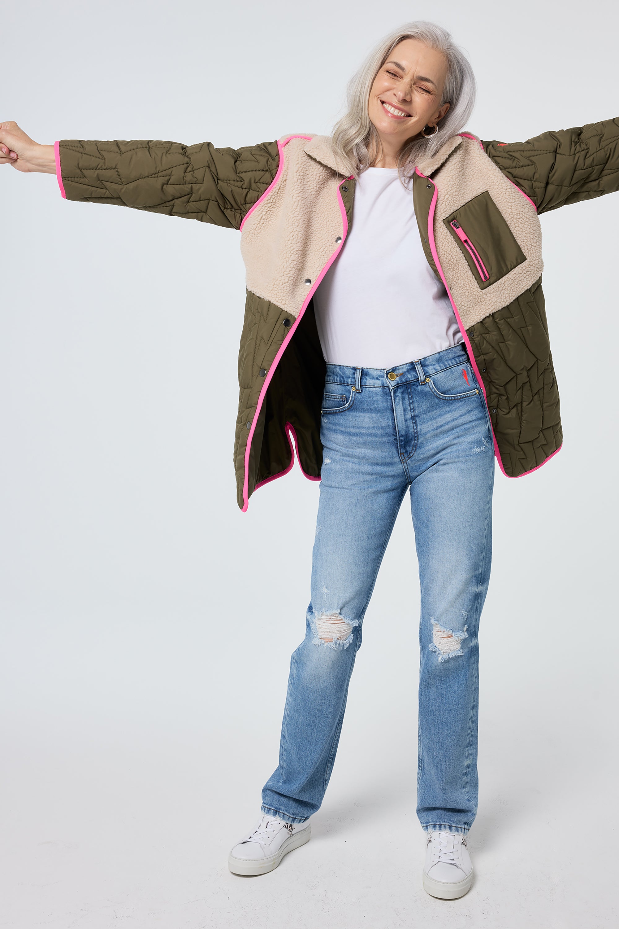 Khaki borg coat on sale