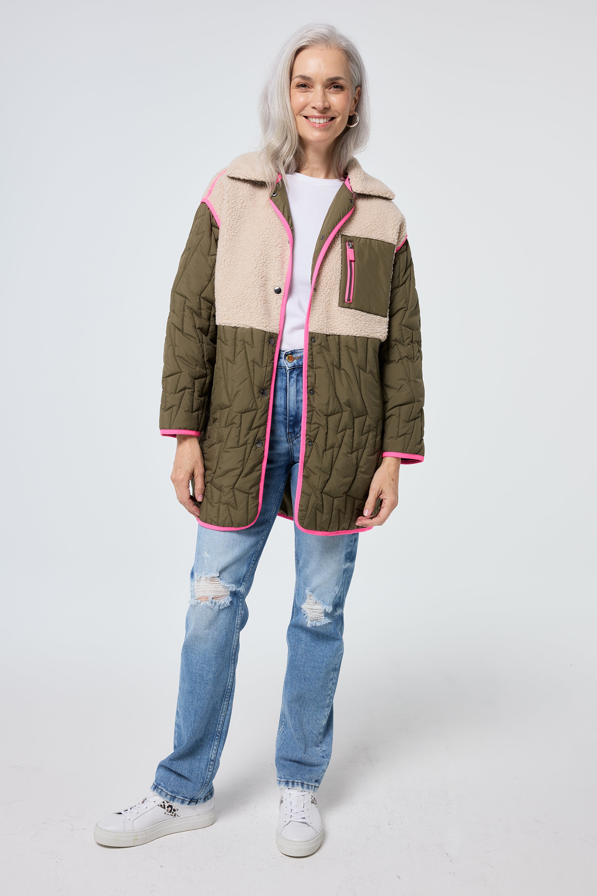 Khaki borg coat shop