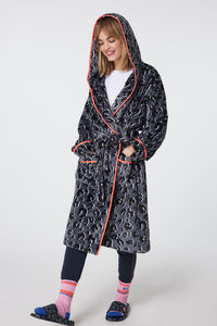Grey with Black Shadow Leopard Dressing Gown