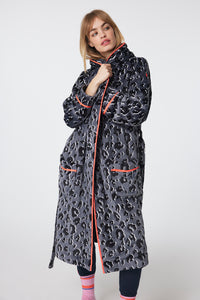 Grey with Black Shadow Leopard Dressing Gown