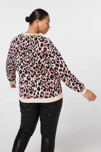 Mixed Neutral with Black Shadow Leopard Oversized Sweatshirt