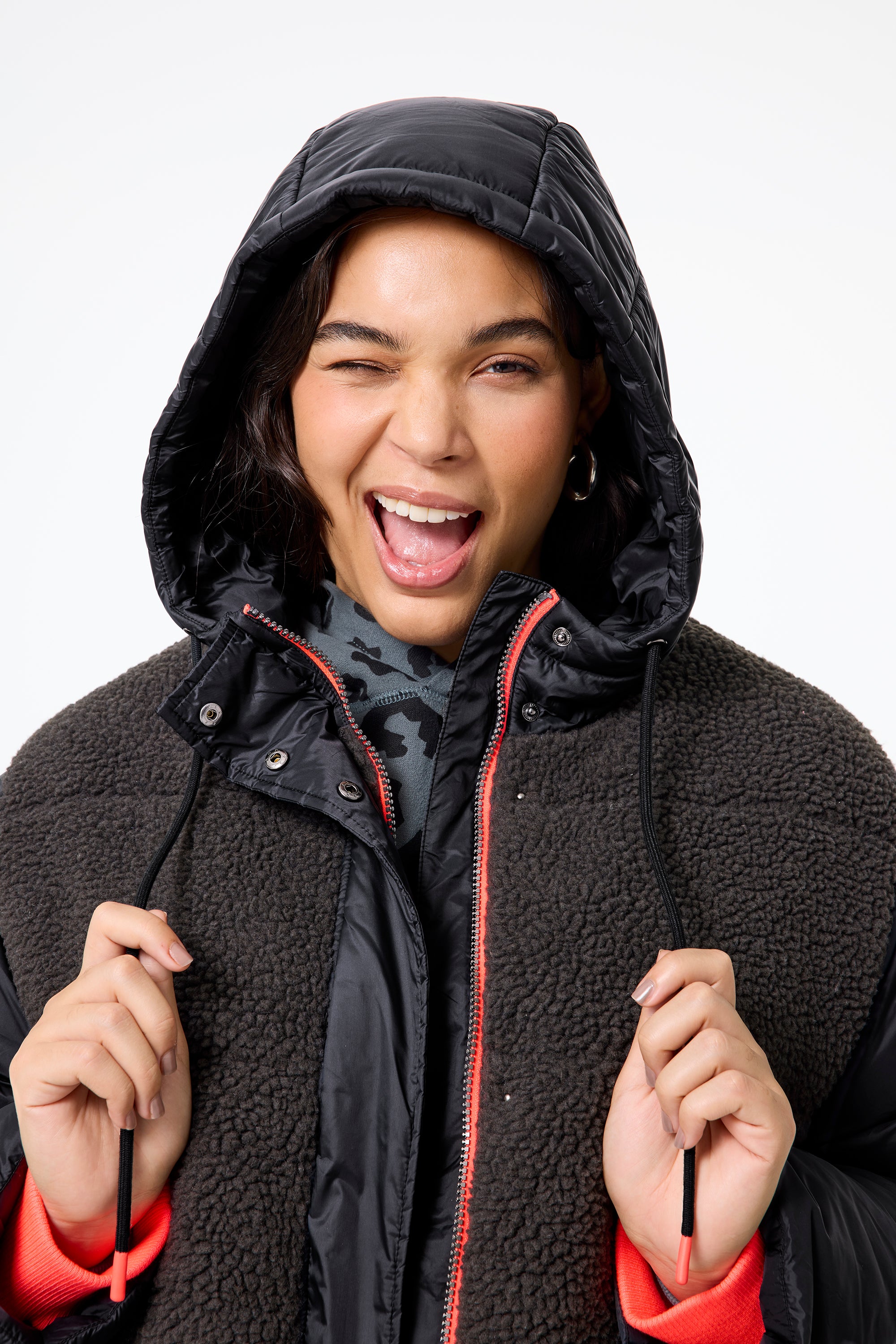 Borg cropped fashion puffer jacket