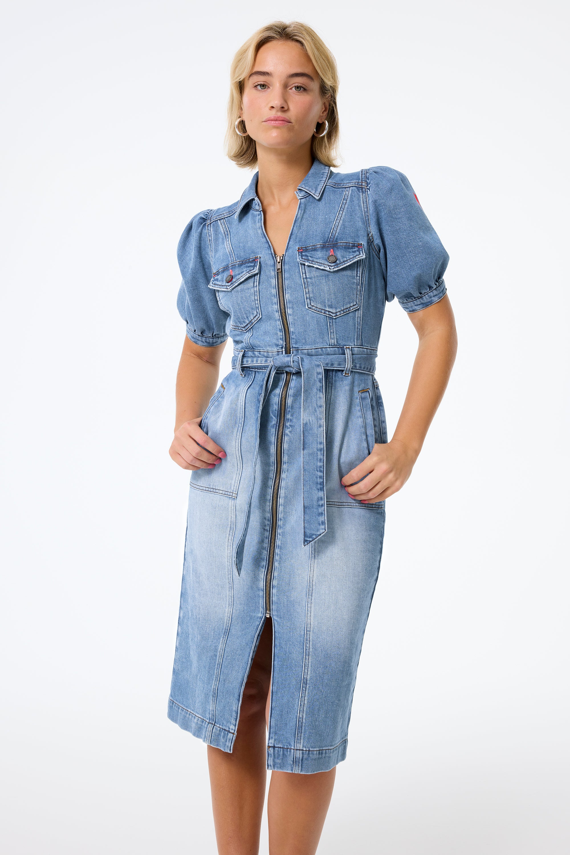 Midi length denim dresses online