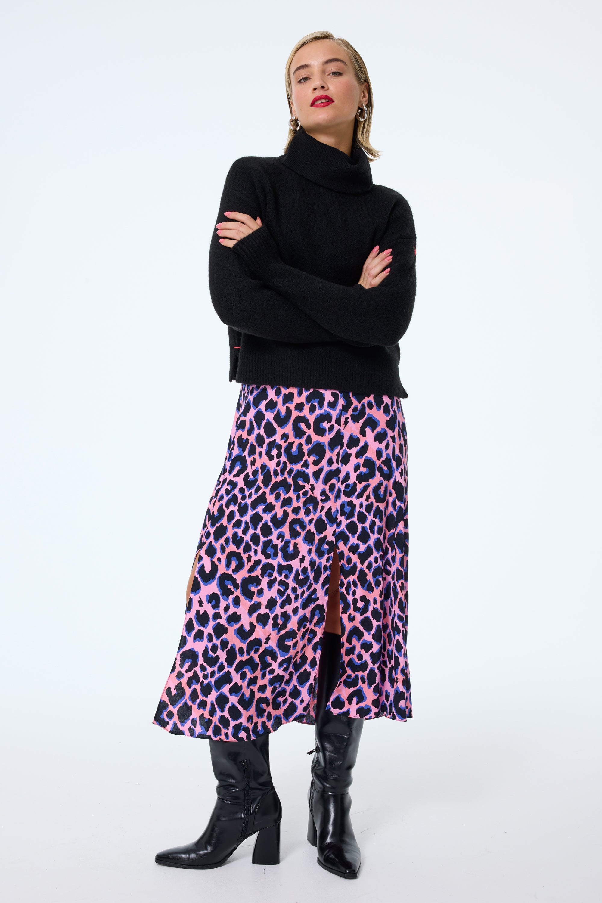 Leopard midi skirt pink best sale