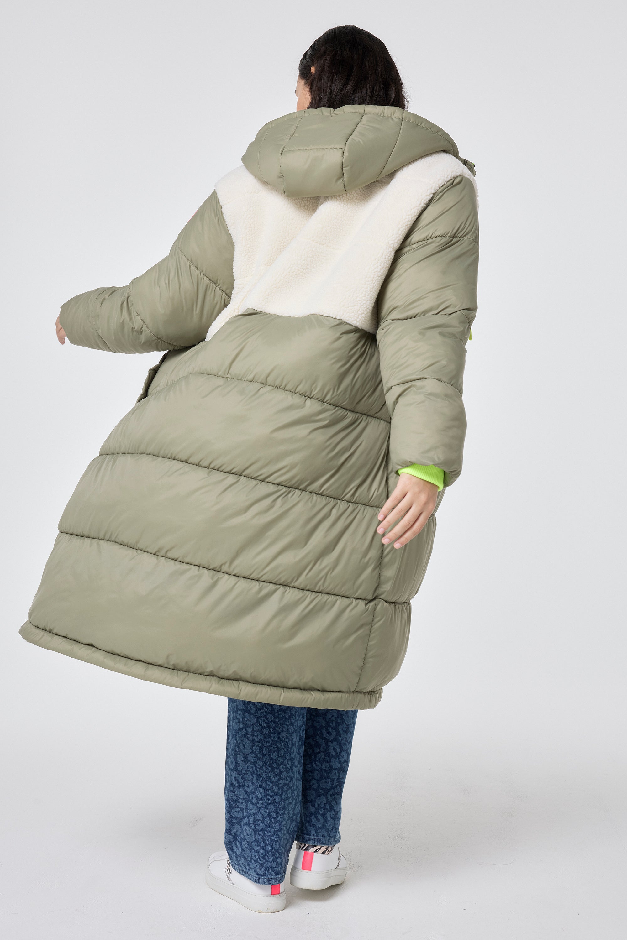 Khaki Quilted with Borg Longline Puffer Coat Scamp \u0026 Dude