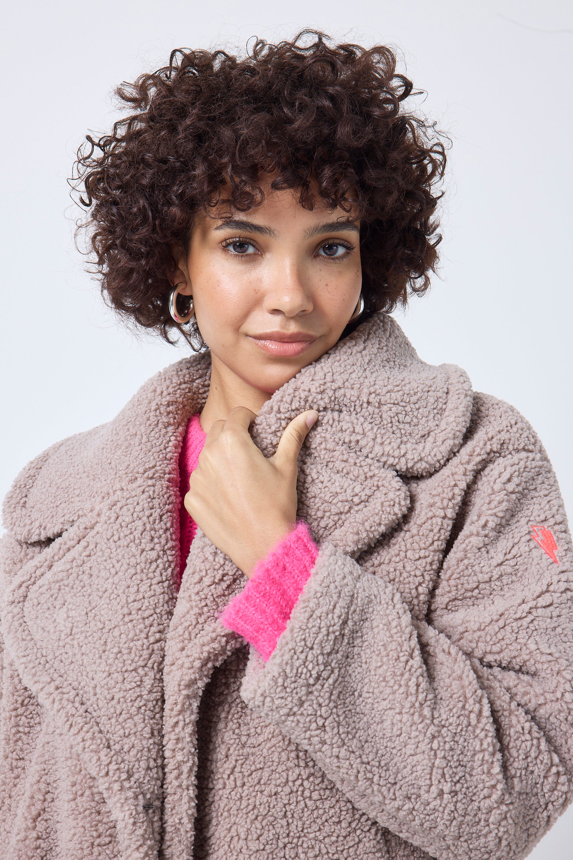 Pink longline teddy coat hotsell