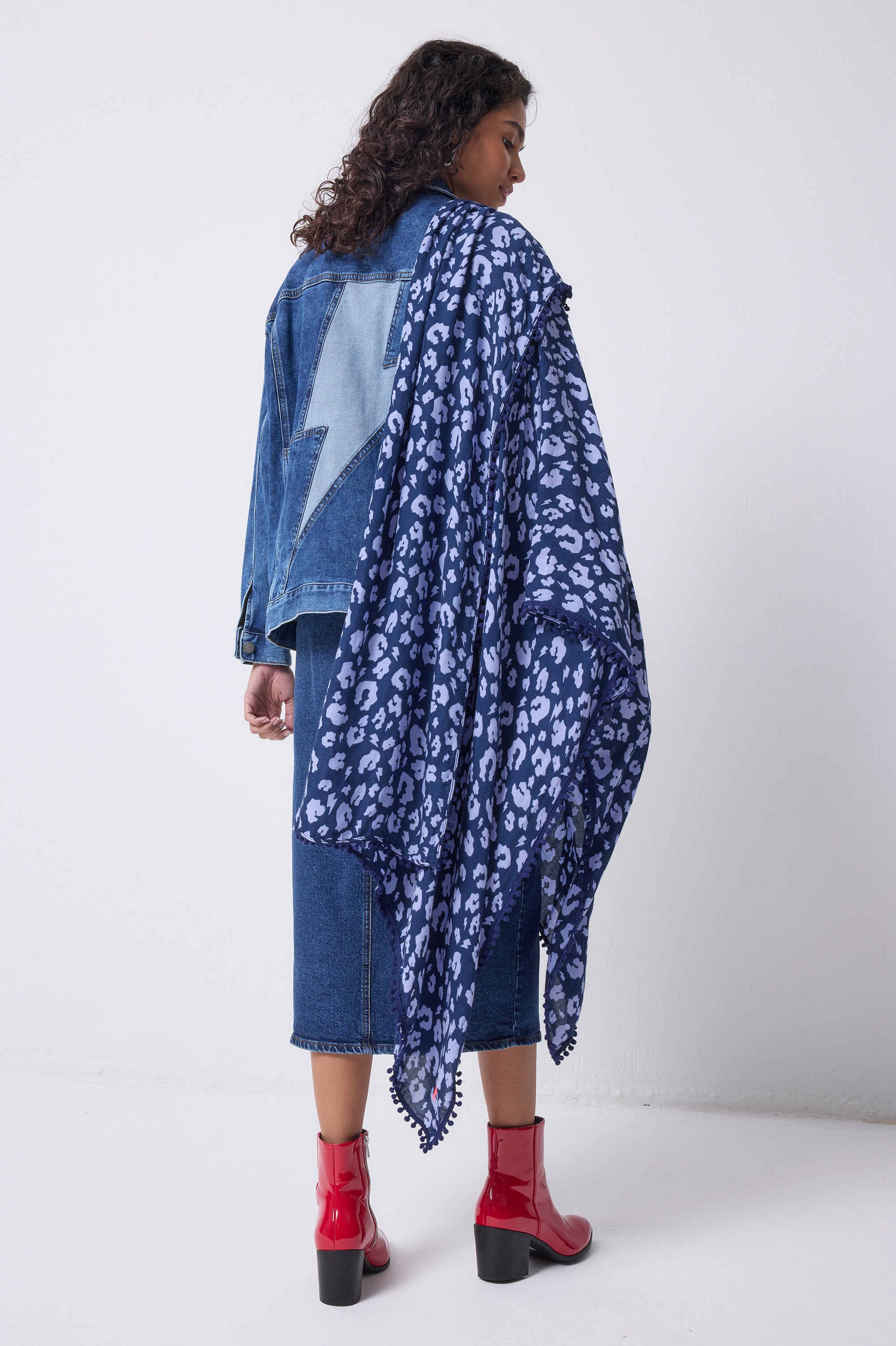 Navy with Blue Leopard Charity Super Scarf