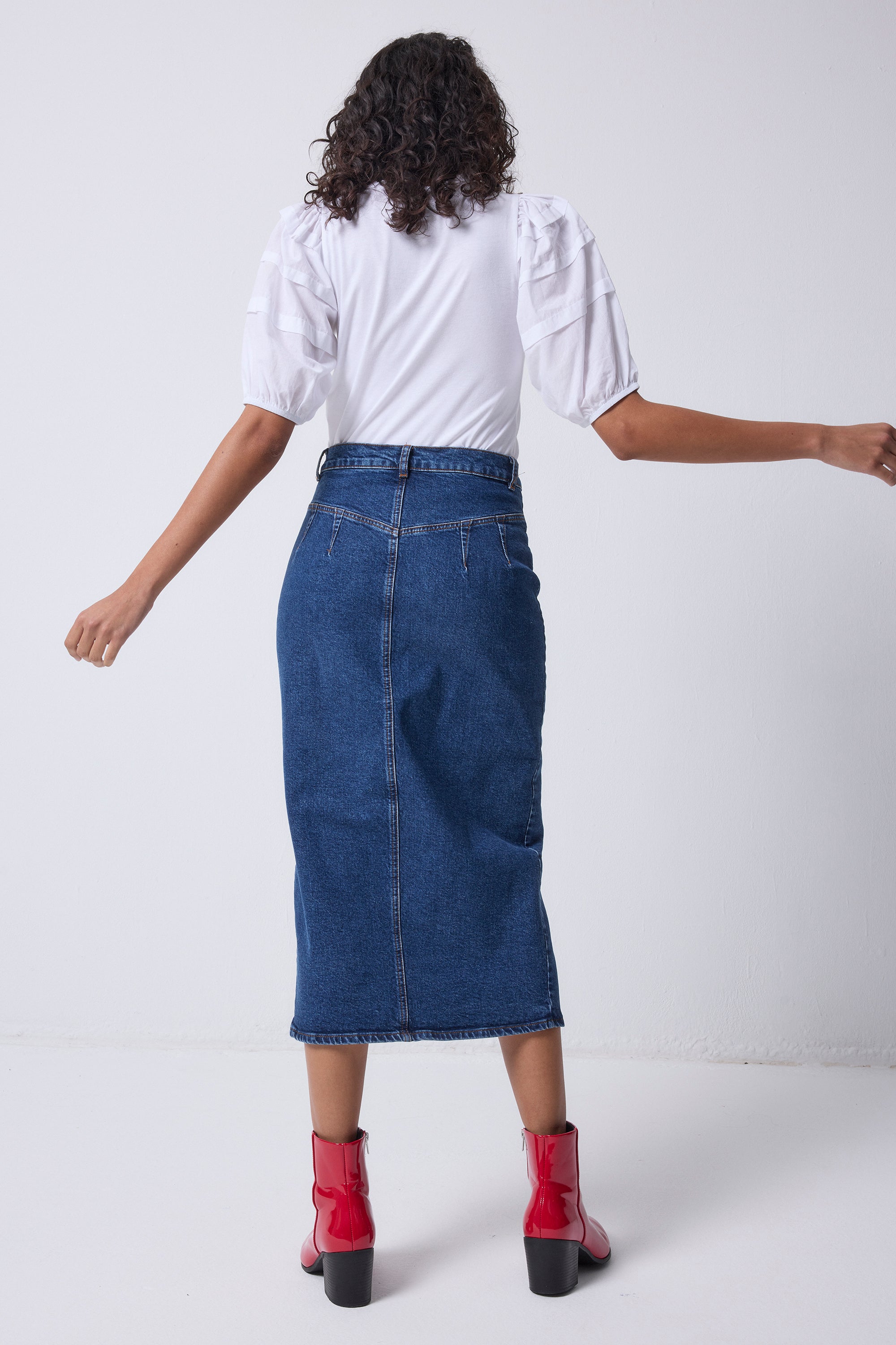 Indigo Denim Split Front Maxi Skirt Scamp & Dude.