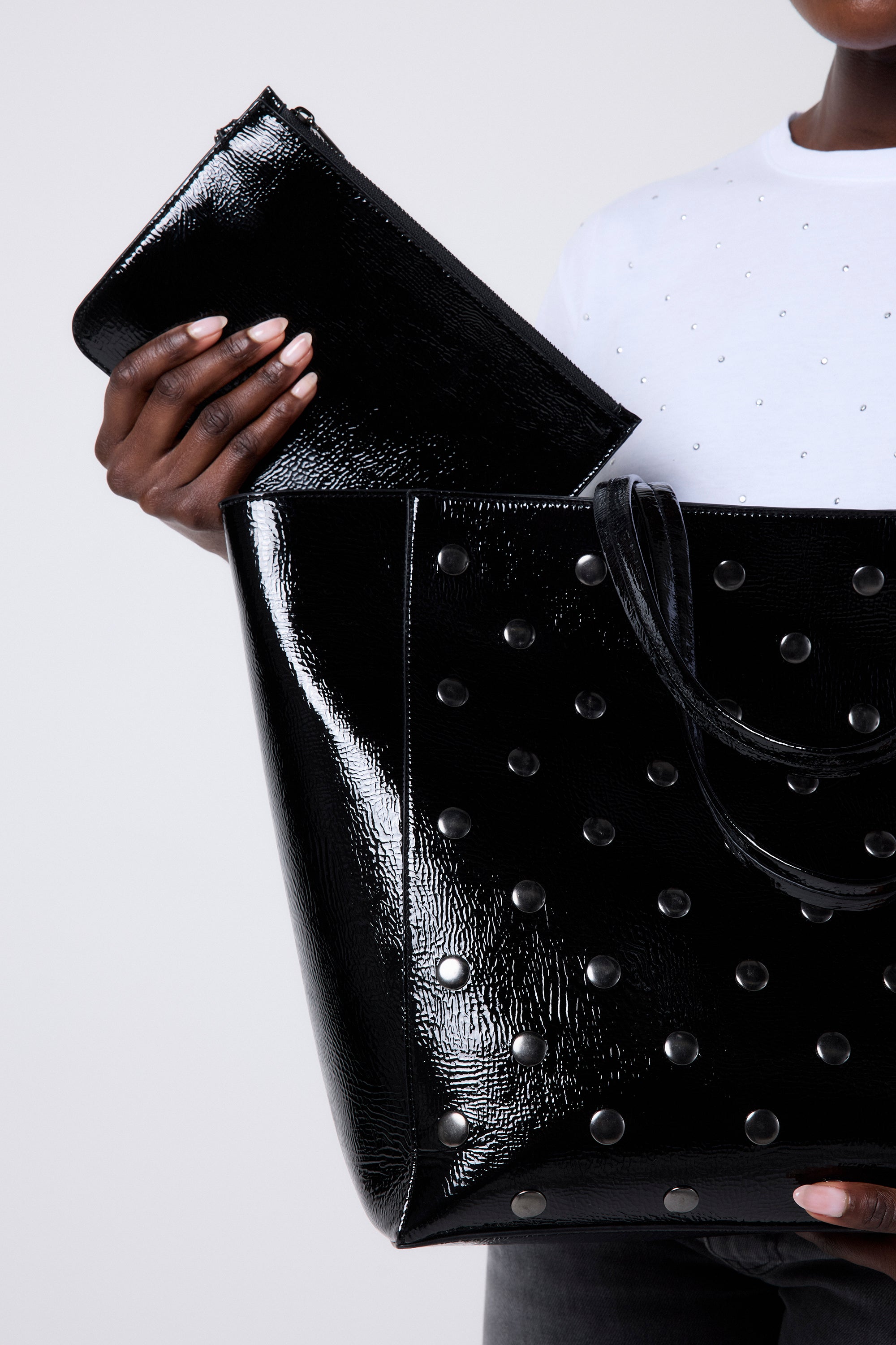 Black Studded Tote Bag Scamp & Dude Black Studded Tote Bag Scamp & Dude