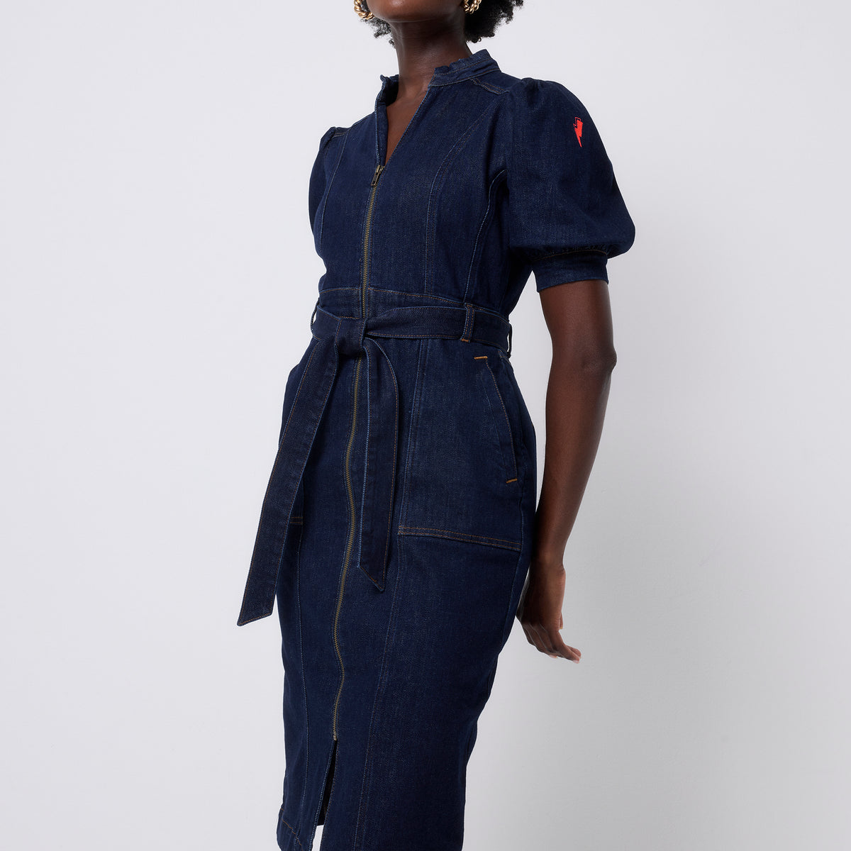 Dark Denim Zip Front Dress