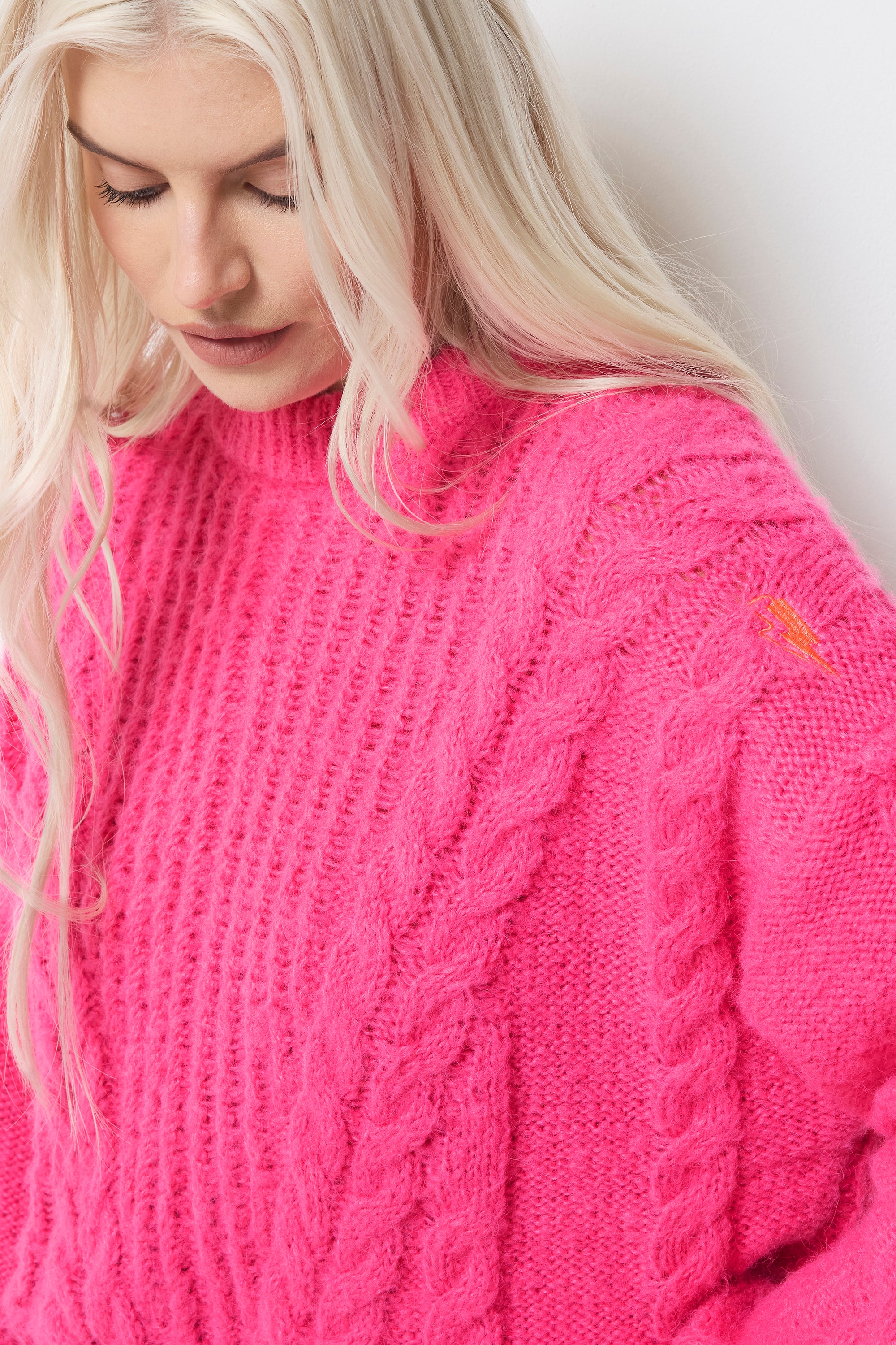 Pink Cable Knit Cropped Jumper Scamp & Dude