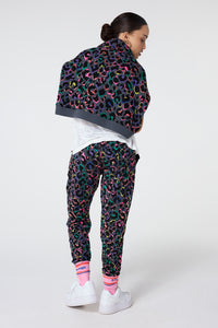 Grey with Rainbow Shadow Leopard and Lightning Bolt Cosy Joggers