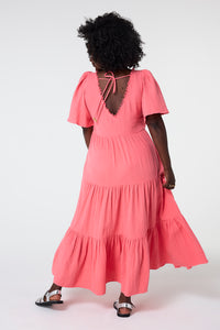 COMING SOON: Coral Flute Sleeve Tiered Midi Dress