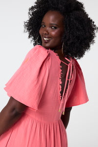 COMING SOON: Coral Flute Sleeve Tiered Midi Dress