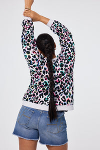 Ivory with Rainbow Shadow Leopard Oversized Sweatshirt
