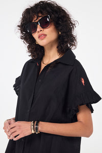 Black Frill Sleeve Shirt
