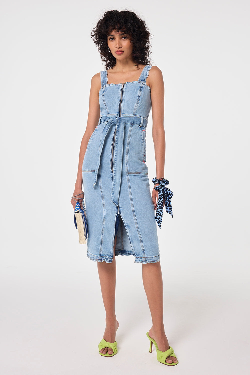 Pale Indigo Wash Scallop Strappy Denim Sundress Scamp & Dude