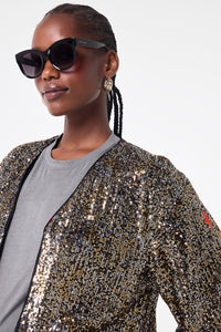 Gold with Silver Sequin Cropped Jacket