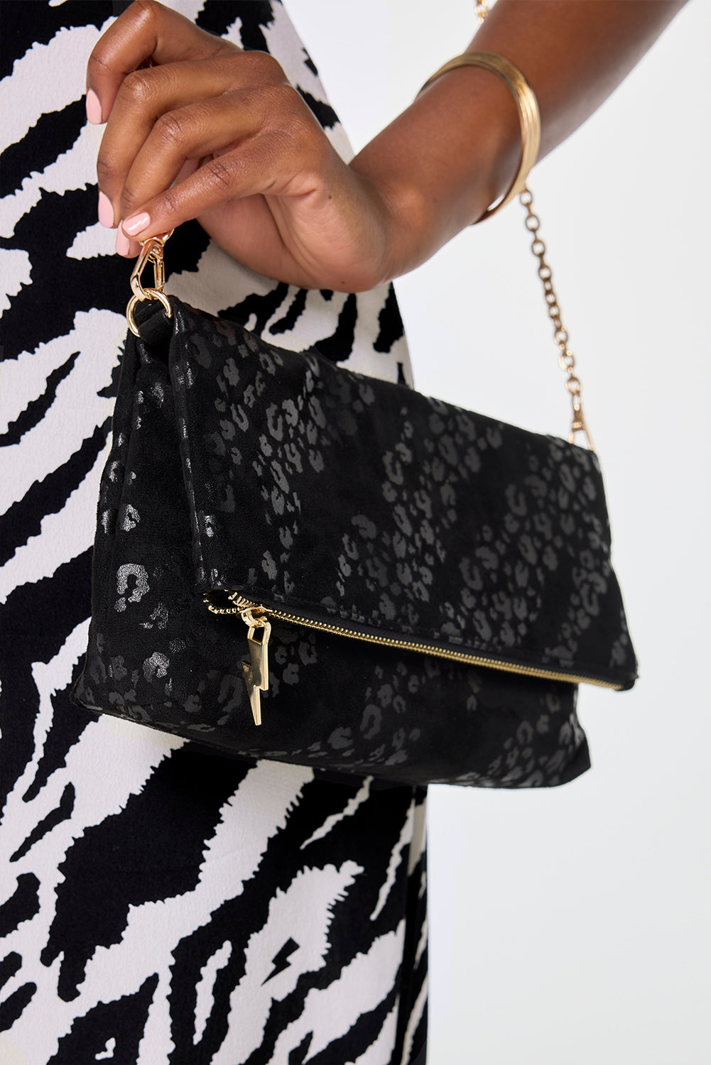 Black leopard print bag on sale